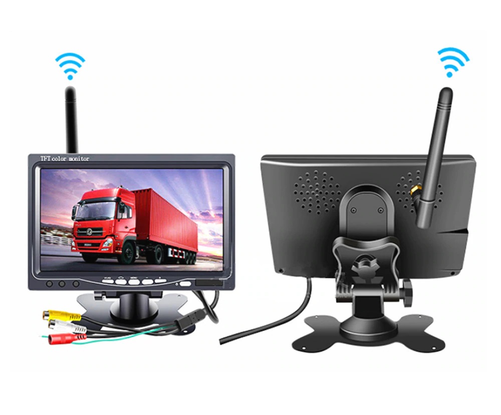 7" LCD monitorius ir dvejos bevielės galinio vaizdo kameros - Image 2