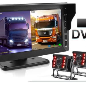 LCD monitorius 8 colių ir dvi galinio vaizdo kameros Full HD