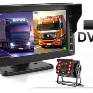 LCD monitorius 8 colių ir galinio vaizdo kamera Full HD
