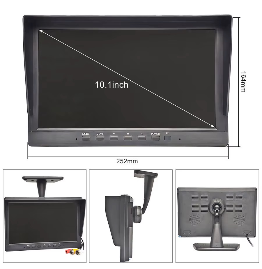 LCD monitorius 10" 4CH ir dvi galinio vaizdo kameros Full HD - Image 2