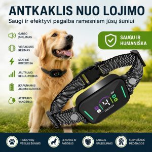 TOP! Antkaklis nuo lojimo kaukimo šuniui šuns