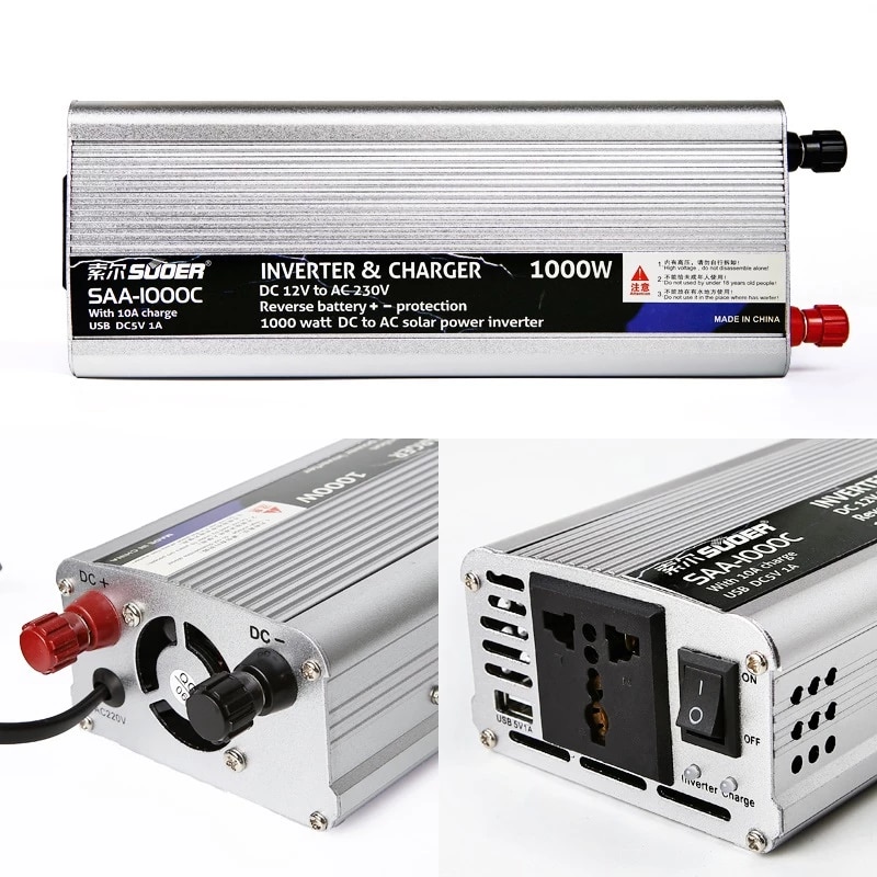 Hibridinis įtampos keitiklis – inverteris 12V-220V 1000W katilams, pečiams - Image 3
