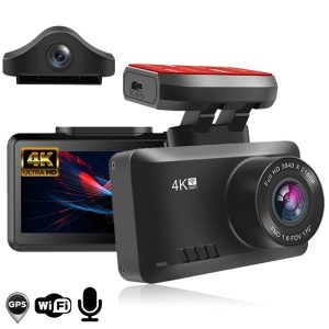 TOP! 4K GPS WIFI vaizdo registratorius su dviejomis kameromis