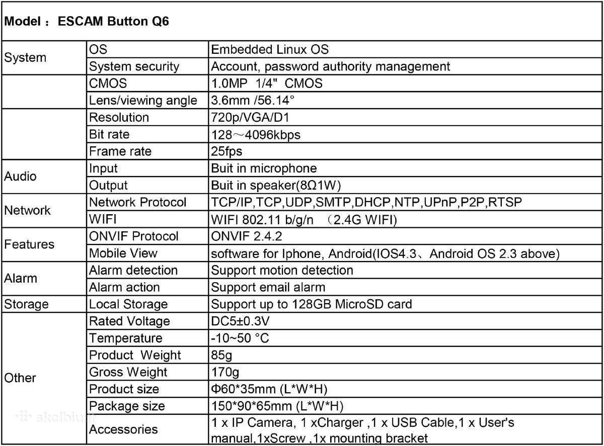 Mini WiFi Ip vidaus kamera Q6 - Image 7