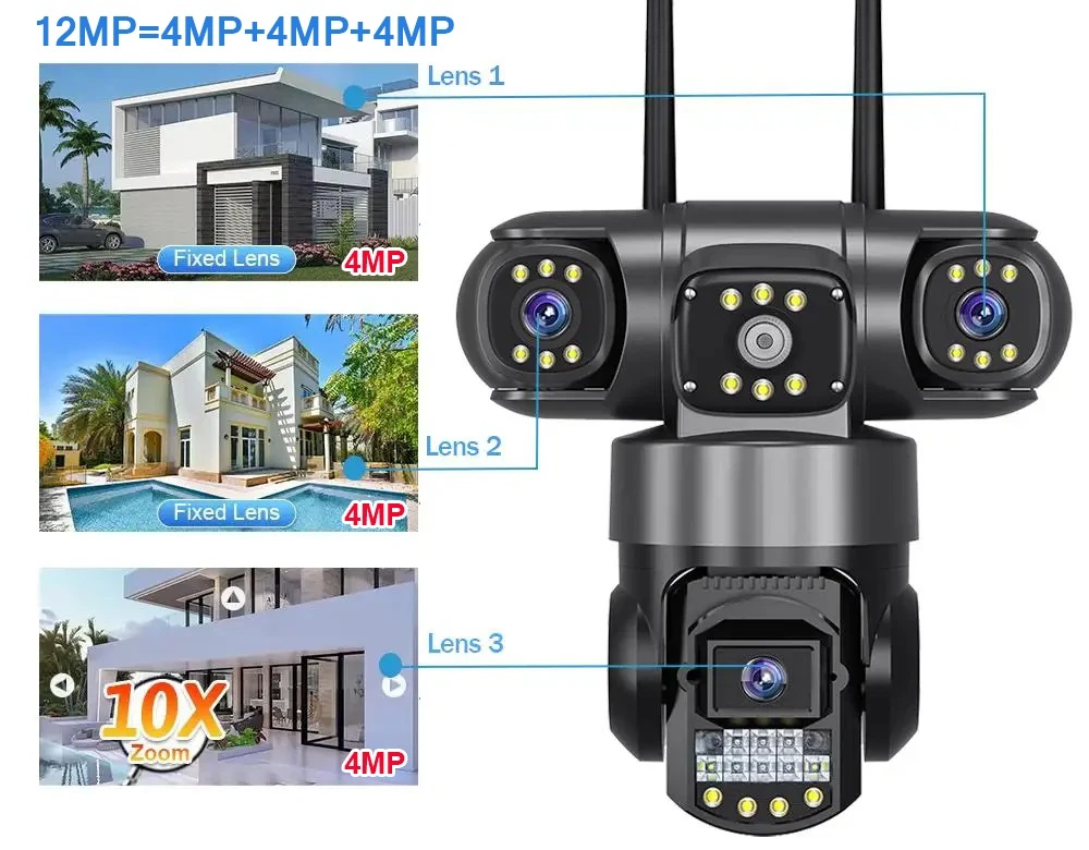 Sekiojanti kamera su Trimis objektyvais ir WiFi 12mp - Image 3