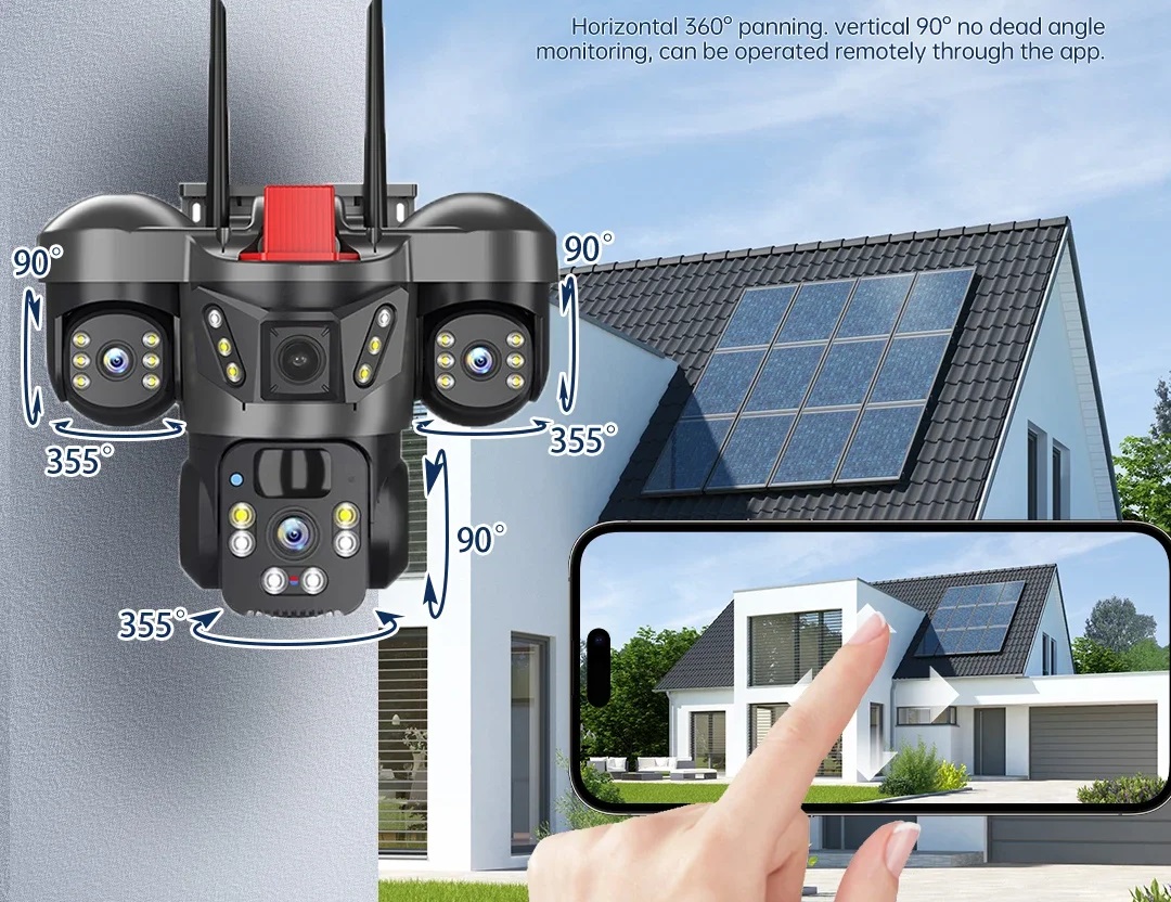 4G Lauko kamera su trimis objektyvais, saulės baterija, švyturėliai - Image 3