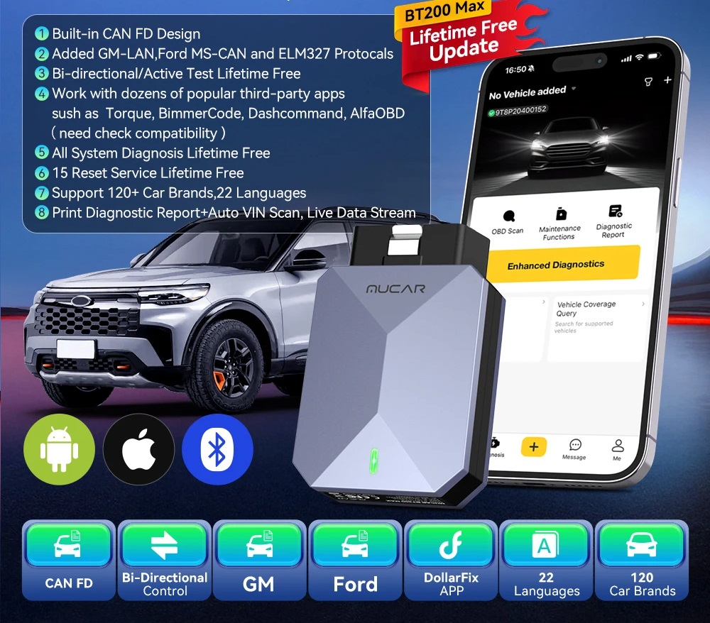 THINKCAR MUCAR BT200MAX universali diagnostikos įranga - Image 5