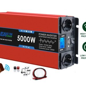 Įtampos keitiklis – inverteris 12V-220V 5000W pilno sinuso su pulteliu