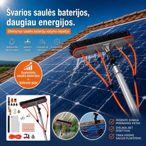 Saulės baterijų – langų plovimo – teleskopinis valymo šepetys