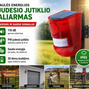 Signalizacija su judesio davikliu, sirena, saulės baterija