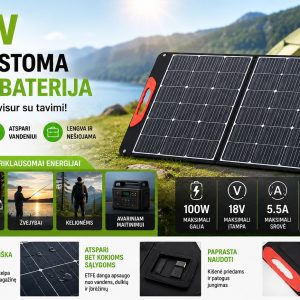 Nešiojama sulankstoma saulės baterija 100W