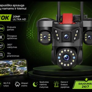 Sekiojanti kamera su Keturiais objektyvais ir WiFi 20mp