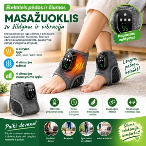 Elektrinis pėdos ir čiurnos įtvaras - masažuoklis su šildymu ir vibracija