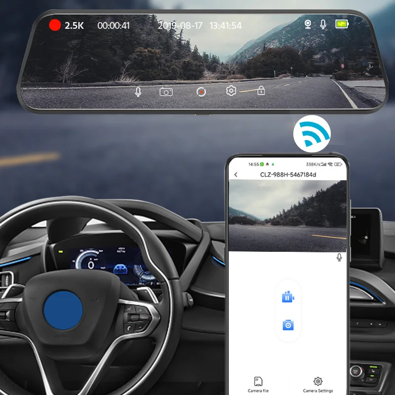 Automobilio vaizdo registratorius – GPS, WiFi, galinė kamera - Image 3